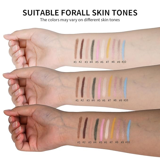 CHIFURE Eyeshadow Stick, Shimmer and Matte Cream Eye Shadow Brightener Sticks Eyeliner Pencil Crayon, Waterproof Long Lasting Eye Highlighter Stick Makeup,0.056 Oz(2PCS #8-Fancy+#9-Champagne)