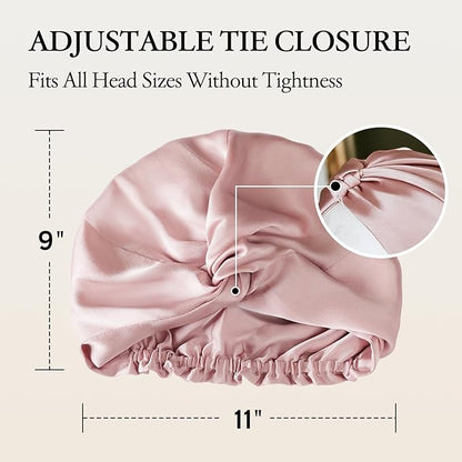 100% Mulberry Silk Bonnet for Sleeping, Adjustable Tie Closure for Women, Breathable Hair Wrap for Hair Protection