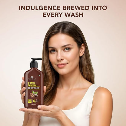 Botanic Hearth Coffee Tiramisu Body Wash, 5-in-1 Care Formula, Paraben & Sulphate Free, 16 fl oz (473 ml), Nourishing Body Cleanser with Invigorating Coffee Aroma