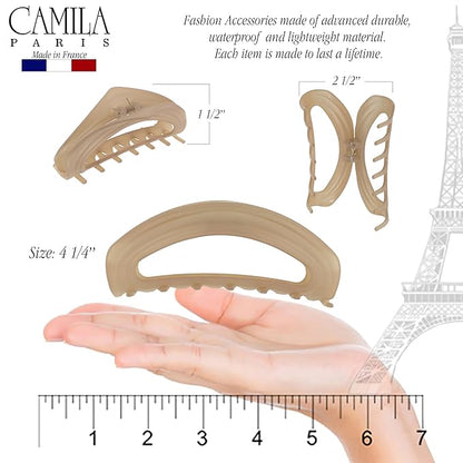 Camila Paris CP3527 French Hair Clip for Women, Beige, Girls Hair Claw Clip Jaw Fashion Durable and Styling Hair Accessories for Women, Luxury Ladies Strong Hold No Slip Grip Clamp, Made in France