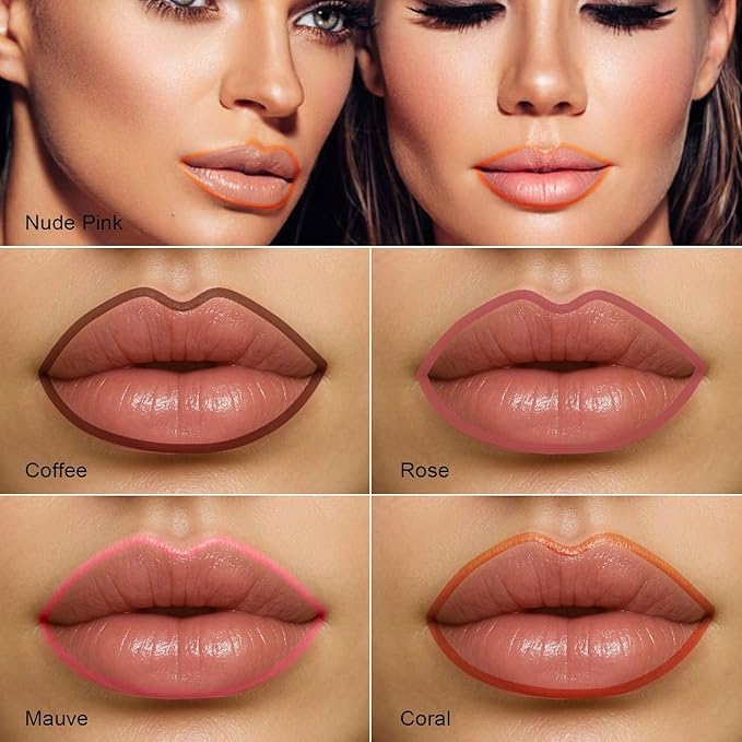 Lip Stain - Peel Off Lip Liner, Long Lasting Lip Liner with Matte Finish, Waterproof & Transfer Proof Lip Gloss, Non-Stick Cup & Highly Pigmented Color, Easy to Use for All Skin Types (Nude Pink)