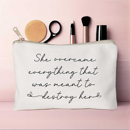 She Over Came Everything That Was Sent To Destroy Her Makeup Bag Women Empowerment Gift To Girl Boss Strong Women Female Empowerment Gift