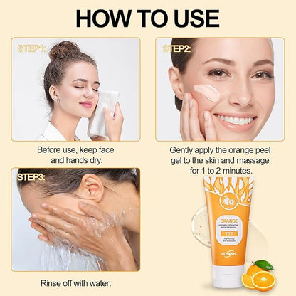 Orange Exfoliating Gel Scrub for Face and Body, Orange Peeling Gel, Deep Clean Pores, Remove Blackheads & Moisturize Skin, Orange Exfoliating Gel for All Types Skin (1PC)