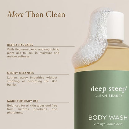Deep Steep Body Wash, Lavender Vanilla, 17 oz – Hydrating Shower Gel with Hyaluronic Acid, Shea Butter, Aloe Vera & Argan Oil – Vegan, Clean Beauty, Clean & Refreshed Skin
