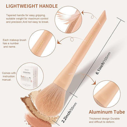 Docolor Makeup Brushes 17 Pcs with Makeup Bag and Makeup Sponge and Brush Protector Morandi Makeup Brush Set Premium Synthetic hair makeup brush Wooden handle Gift Box