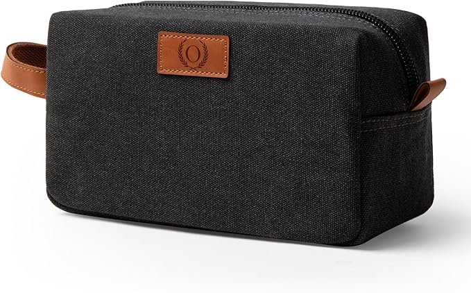 Janhavi Travel Essentials Toiletry Bag Waterproof,Canvas Initials & Wheat Ear, Groomsmen Gifts, Men's Accessories Organizer, Travel Bags for Men, boyfriends Gift Box for Men (Dark Grey O)