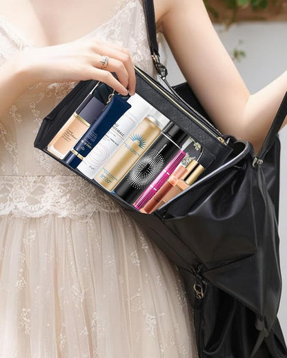2 Pack Clear Makeup Bag Set Travel Cosmetic Case TSA Approved Toiletry Bag with Zipper Small Make Up Bags for Women Cute Waterproof Carry-on Travel Organizer Car Organizer Bag
