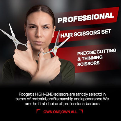 Professional Barber Hair Scissors Thinning Shears Kit - 6.8" HIGH-END Extremely Sharp Haircut Scissors Hairdressing Texturizing Hair Cutting Shears Set 440C Stainless Steel for Salon Home Stylists