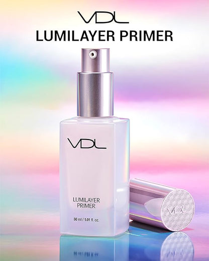 VDL Lumilayer Primer (Glowy Finish, 1.01fl oz) - Illuminating Pearl Makeup Base for Glowing Skin. Korean Makeup. Hydrating Radiance