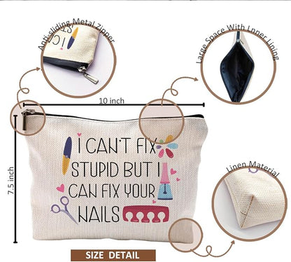 Nail Tech Gifts for Women Makeup Bag, Nail Tech Supplies, Gifts for Nail Technicians, Nail Lovers, Nail Tech Cosmetic Bag Toiletry Bag, Nail Artist Gifts, Manicurist Beautician Gifts