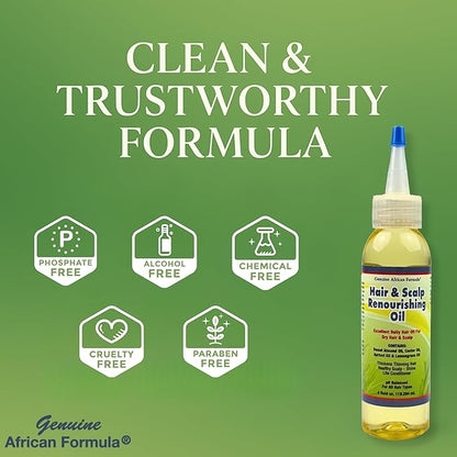 Hair & Scalp Renourishing Oil 4oz (118.29ml) | Lightweight Natural Treatment with Essential Oils, Shea Butter & Vitamin E | Strengthens, Nourishes & Restores Dry, Brittle Hair & Split Ends