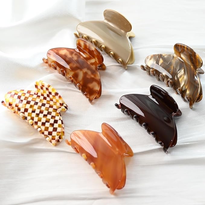 Handmade Celluloid Acetate French Design Barrettes Tortoise Shell Claws Hair Claw Luxury Fashion Accessories Hair Clip for Women (check)