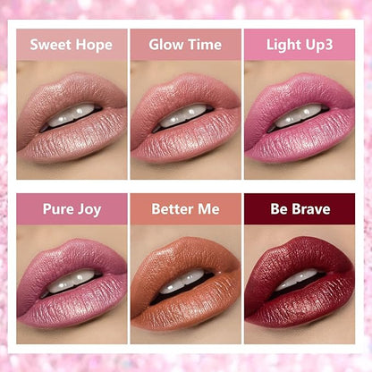 Metallic Liquid Lipstick Dark Red – High Pigment Long-Lasting Waterproof Lip Gloss, Smudge-Proof, Lightweight Red Metallic Lip Makeup for Parties & Everyday Wear (Be Brave)