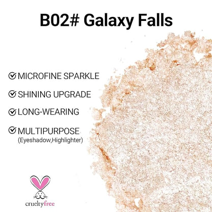 Erinde Glitter Shimmer Sparkle Eye Shadow Palette Makeup, Pearl White Silver Glitter Shimmer Metallic Holographic Iridescent Cream Iridescent Single Monochrome Eyeshadow Makeup, 02 Galaxy Falls