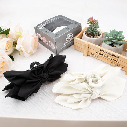 Bow Claw Clips Bow Hair Clips Black White 2PCS Big Hair Bows for Women Butterfly Styling Large Hair Clips for Thick Hair for Girls Hair Accessories for Teen