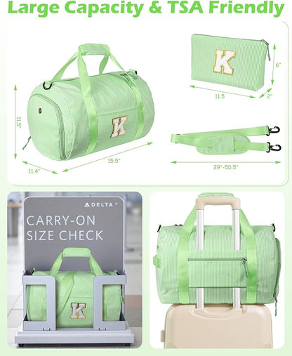Cool Stuff for Teen, Girls Travel Duffle Bag, Kids Initial Overnight Bags with Shoe Compartment, Personalized Weekend Bag with Makeup Pouch, Gift for 7 8 9 10 11 12 Year Old Girl (Letter S)