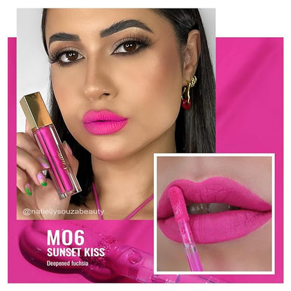 Oulac Matte Pink Lipstick for Women, Hot Pink Long Lasting Liquid Lipstick, High Impact Lip Color Full Coverage Lip Makeup with Vitamin E Waterproof Formula,Vegan M06