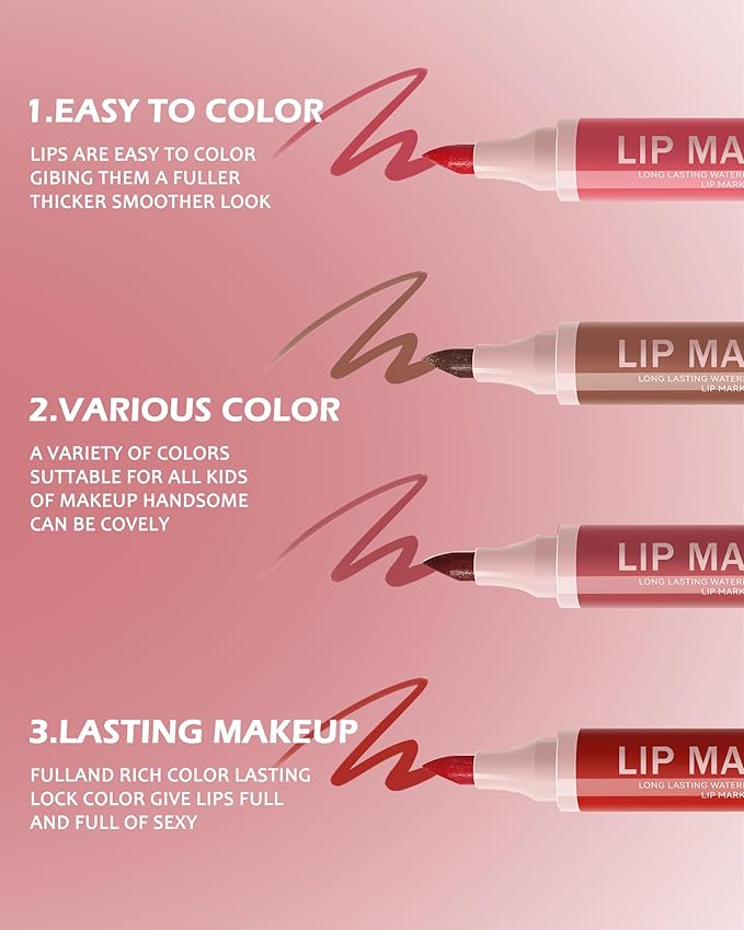 Lip Stain Makeup Pen-1Pcs Ruby Red Hydrating Lip Stain Liquid Lip Liner Pencil, Matte Color Longlasting Waterproof Natural Finish,Precise Chisel Tip Smooth,Christmas Makeup Gift for Women-04