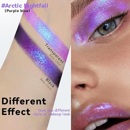 Duochrome Purple Blue Glitter Eyeshadow Stick, Holographic Color Shift Shimmer Chameleon Eye Shadow Brightener Pencil, Silky Smooth Iridescent Sparkle Inner Corner Eye Highlighter Fairy Makeup