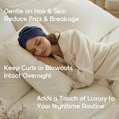 100% Mulberry Silk Bonnet for Sleeping, Adjustable Tie Closure for Women, Breathable Hair Wrap for Hair Protection