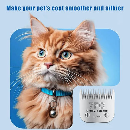 7FC# Detachable Pet Dog Grooming Clipper Ceramic Blade,Compatible with Andis Size 7FC Cut Length 1/8"(3.2mm),Compatible with andis/wahl/Oster Dog Clippers 1PCS