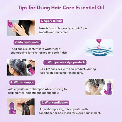 Hair Oil Capsules for Damaged Hair – Deep Repair & Nourishment – Lightweight Leave-In Treatment for Dry, Frizzy, Color-Treated Hair – 50 Capsules (50 Capsules)