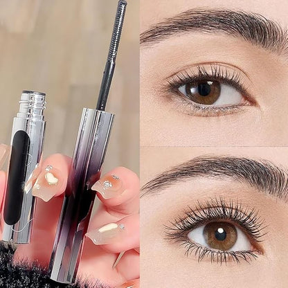 Iron Wand Mascara,Waterproof Metal Wand Mascara Tubing, 3D Curling Metal Wands Mascaras Black Washable, Long-lasting 3D Curling Eyelash, Smudge Proof & No Flaking (Black-2 * 2)