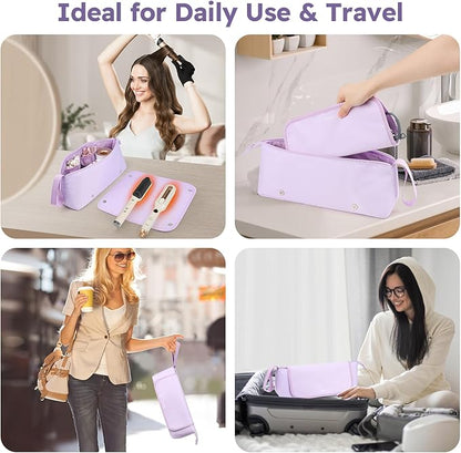 MOKURA Hot Hair Tools Travel Bag with Heat Resistant Mat Removable, Hair Accessories Organizer Case, Women Travel Essentials, Storage Pouch for Curling Iron Straightener Flat Iron Hair Dryer, Purple