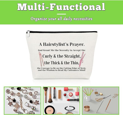 Hairdresser Gifts Hair Stylist Prayer Makeup Bag Hair Stylist Presents Hairstylist Gift Christian Appreciation Presents for Salon Religious Birthday Cosmetic Bag Cosmetology Graduation Travel Pouch