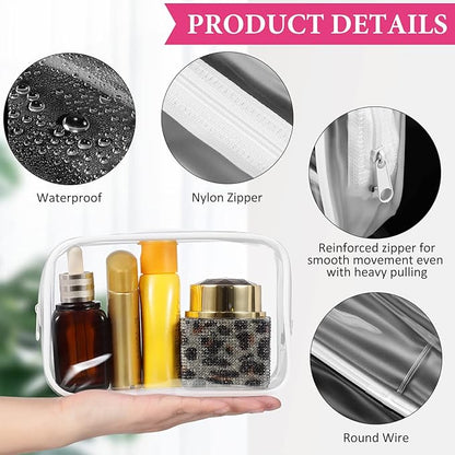 Weewooday 12 Pieces Clear Makeup Bags Cosmetic Storage Bags PVC Zipper Pouches Travel Waterproof Makeup Plastic Case for Women Organizing Toiletries Traveling (Small,Small,White Side Frosting)