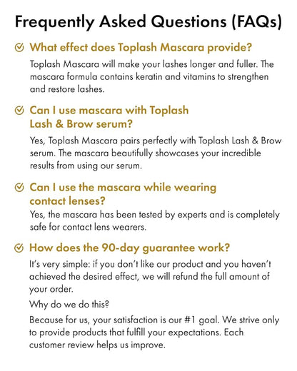 Toplash Extra Ebony Mascara with Keratin, Panthenol and Vitamin E