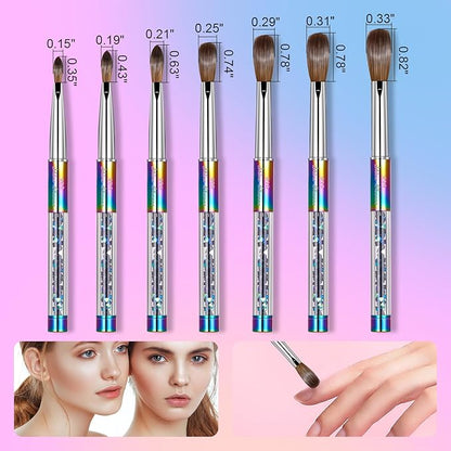 Acrylic Nail Brush Size 12, 100% Real Kolinsky Art Nail Brush for Acrylic Powder Application, Handmade Women Manicure Nail Extension Tool for Professional DIY Home Salon and Beginners