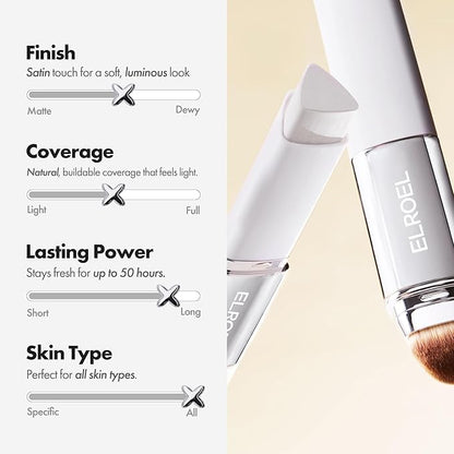 Blanc Cover Cream Stick V White - Korean Color-Changing Foundation Stick with Volufiline - Medium to Full Coverage Dewy Finish Base Makeup - Dual-Ended with Detachable Brush (200 Fair)