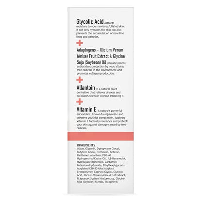 CLARA'S NEW YORK Glycolic Acid Facial Serum with Vitamin E for Exfoliating Smoothing Glowing Face Skin - Made in USA 30ml (1Fl/Oz) (Glycolic Acid)