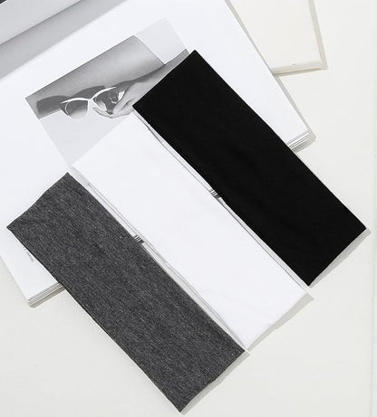 Huachi Headbands for Women Non Slip 16 Pack Elastic Sports Hair Bands for Women, Soft Cotton Cloth Headband for Workout Yoga Fashion Hair Accessories, Black White Gray Trendy Head Bands