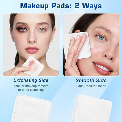 Organic Cotton Face Pads – 120 Count, Lint-Free Makeup Remover Pads – Textured & Ultra-Soft Sides for Gentle Cleansing – Thick Cotton Rounds for Sensitive Skin