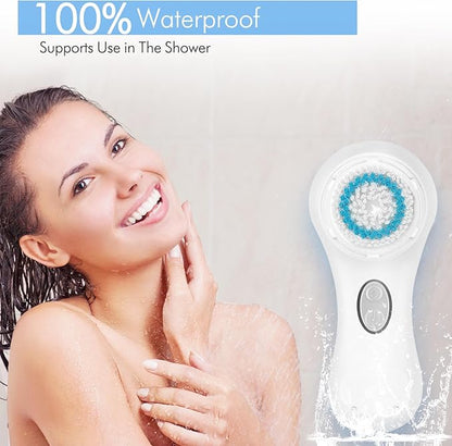 Microtree Electric Facial Cleansing Brush, Sonic Vibrating Rechargeable Face Scrubber Exfoliator, 2 Speeds for Gentle Clean, Face Brushes for Cleansing, Waterproof Face Wash Brush