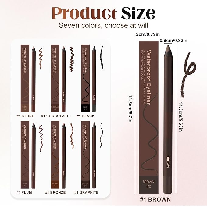 Eyeliner Pencil, Long Lasting Smudge-Proof Professional Eyeliner, Smooth and Easy to Apply, Effortlessly Create Any Look (Stone Brown)