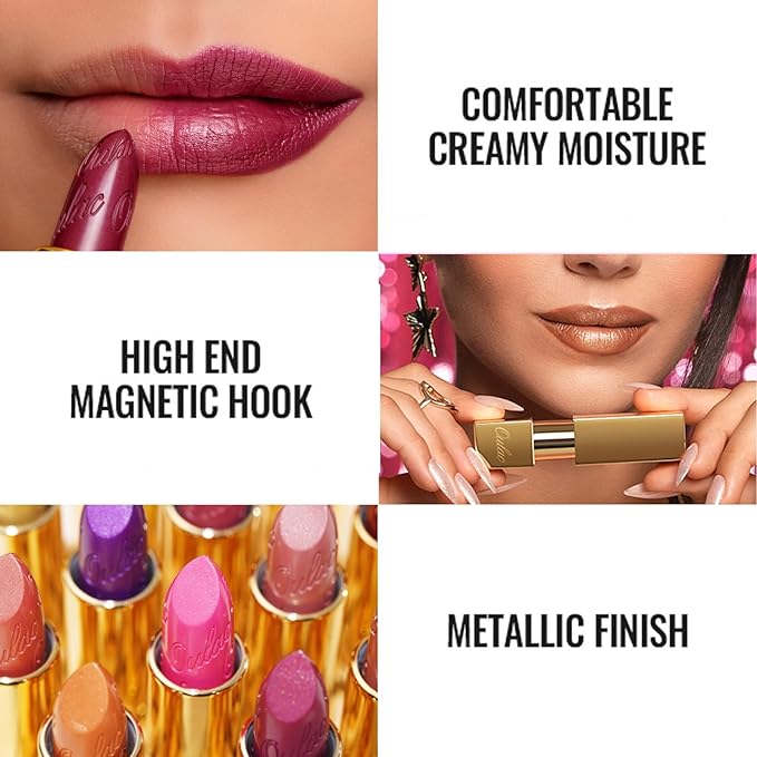 Oulac Lipstick & Lipliner Set 3PCS High Impact Lipcolor with Moisturizing Formula, Vegan Beauty, Full-Coverage Lip Color, Gift Lipstick for Women, 04+11+PG03