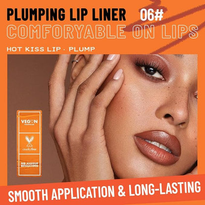 Matte Lip Liner Pencil for Shaping Lips, Retractable Creamy Brown Crayon LipLiner Pencil, Long Lasting Waterproof Lipstick Lip Liner Makeup, Vegan Beauty 06#