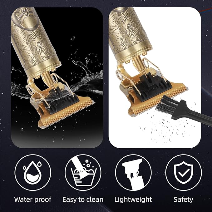 Professional Hair Clipper for Men - Rechargeable Cordless T-Blade Trimmer with 4 Guides, USB-C Fast Charge, Metal Body for Beard, Hair & Body Grooming