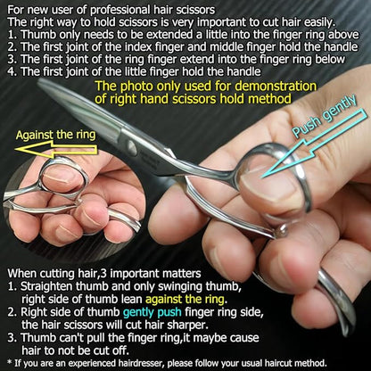 5.5" Professional Hair Scissors Barber Haircut Cutting Scissors Hairdresser 440C Hair Shears Blind Hole Convex Edge KINSARO for Hairdresser Barber or Home Use
