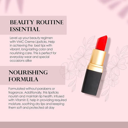 Vera Moore Cosmetics Soft Creme Lipstick - with Maximum Hydration & Moisture, Long Lasting Light Weight Opaque Color & Staying Power - Won't Feather or Fade - Fragrance & Paraben Free (Vera's Red)
