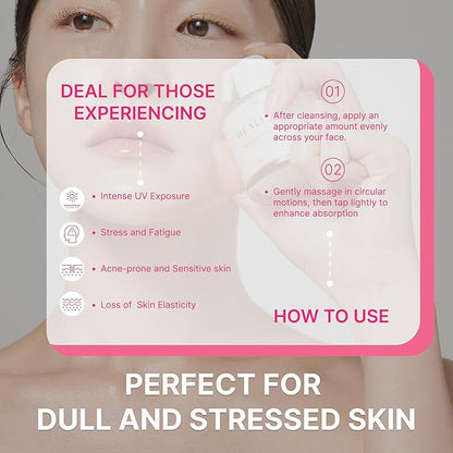 Toning Active Ampoule–Brightening, Hydrating&Soothing with Tranexamic Acid, Niacinamide&Hyaluronic Acid, Dark Spot Correction, Gentle for Sensitive Skin, Korean Skin Care, 50ml/1.69 fl.oz