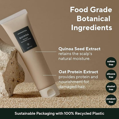 AROMATICA Quinoa Protein Hair Treatment, Silicone-free, Sulfate-free/Nourishes, Moisturizes, and Adds Shine (5.41oz / 160ml)