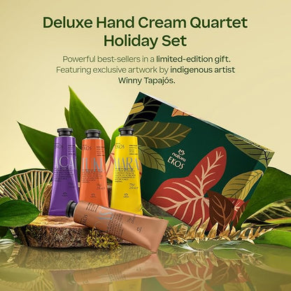 natura - Deluxe Hand Cream Quartet Holiday Set – Vegan Brazilian Hand Cream Gift Collection – Brazil Nut, Passion Fruit, Açaí & Cumaru – Nourishing Moisturizer for Dry Hands – Full Size 2.6 oz