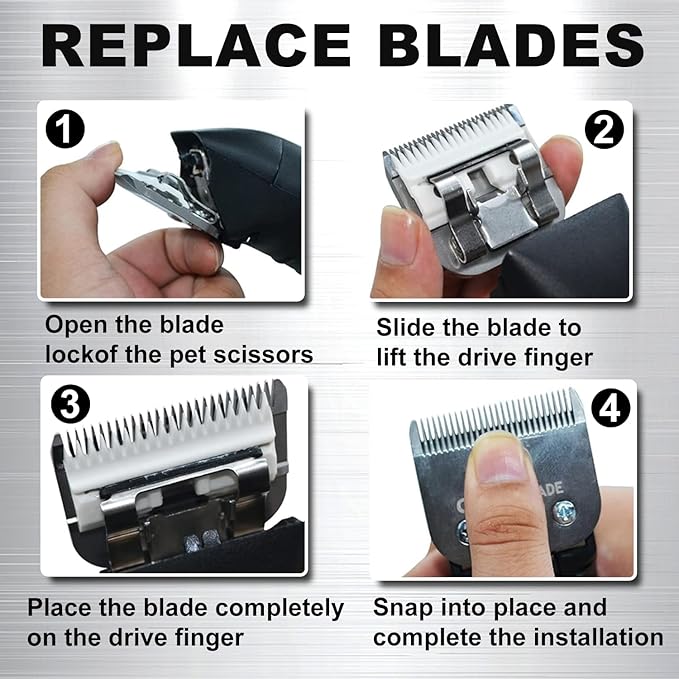 Docal 30# Silver Detachable Clipper Ceramic Blades, Dog Grooming Clipper Replacement Blades Compatible with Dog Clippers, KM Series Clippers, Most A5, Size 30, Cut Length 1/50"(0.5mm)