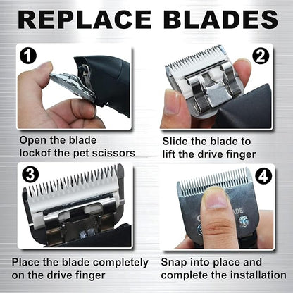 Docal 30# Silver Detachable Clipper Ceramic Blades, Dog Grooming Clipper Replacement Blades Compatible with Dog Clippers, KM Series Clippers, Most A5, Size 30, Cut Length 1/50"(0.5mm)