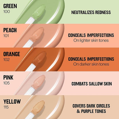 Revlon Glimmer Correcting Concealer, Liquid Under Eye Makeup, Made with Caffeine, Vitamin C, & Stevioside, 100 Green, 0.3 fl oz