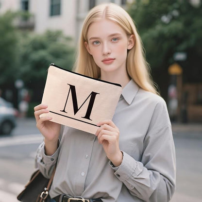 Letter A-Z Initial Personalized Makeup Bags, Birthday Gifts for Women, Monogrammed Gifts for Women Mom Sister Best Friend Bride Bridesmaid, Mothers Day, Christmas, Small Travel Cosmetic Bag (M)
